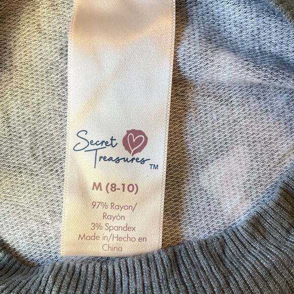 Secret Treasures Women Short Sleeve Soft Knit Blouse size M (8-10), Leopard Blue - Picture 5 of 8